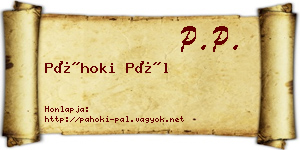 Páhoki Pál névjegykártya